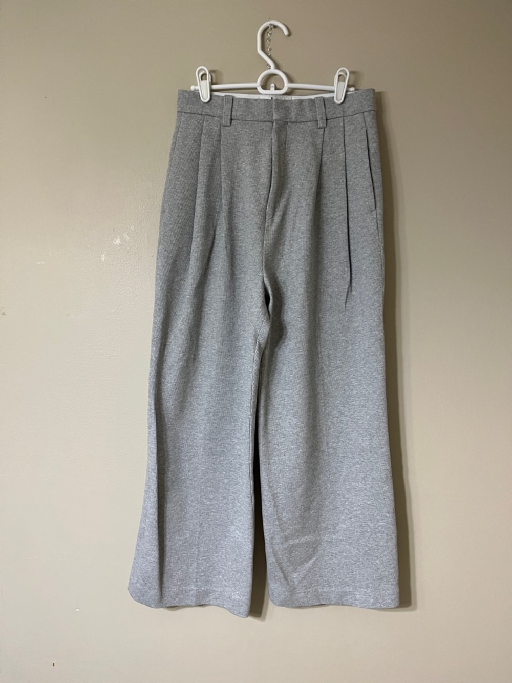 Frankie Shop Gray Pleated Wide-Leg Trousers